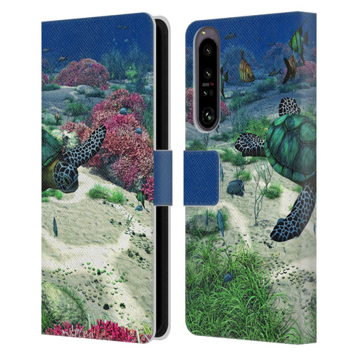 Simone Gatterwe Life In Sea Turtle Leather Book Wallet Case Cover For Sony Xperia 1 IV