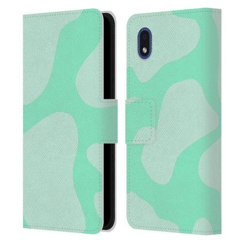 Grace Illustration Cow Prints Mint Green Leather Book Wallet Case Cover For Samsung Galaxy A01 Core (2020)