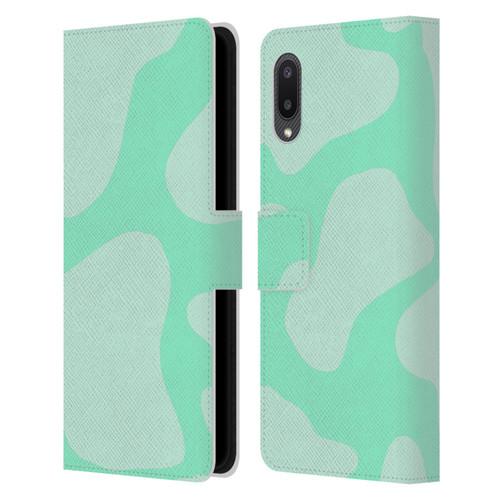 Grace Illustration Cow Prints Mint Green Leather Book Wallet Case Cover For Samsung Galaxy A02/M02 (2021)