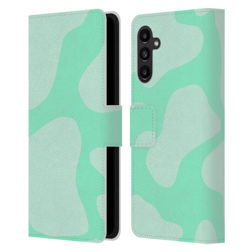 Grace Illustration Cow Prints Mint Green Leather Book Wallet Case Cover For Samsung Galaxy A13 5G (2021)