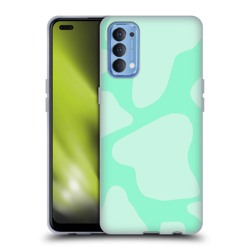 Grace Illustration Cow Prints Mint Green Soft Gel Case for OPPO Reno 4 5G