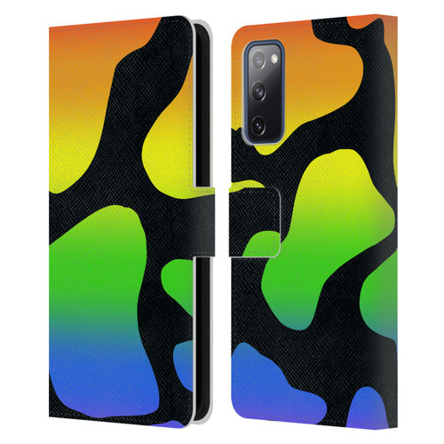 Grace Illustration Cow Prints Rainbow Leather Book Wallet Case Cover For Samsung Galaxy S20 FE / 5G
