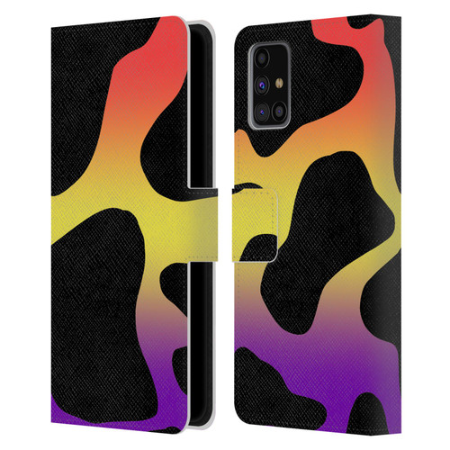 Grace Illustration Cow Prints Sunset Leather Book Wallet Case Cover For Samsung Galaxy M31s (2020)