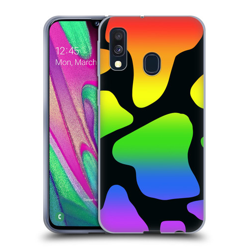 Grace Illustration Cow Prints Rainbow Soft Gel Case for Samsung Galaxy A40 (2019)