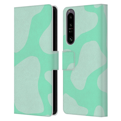 Grace Illustration Cow Prints Mint Green Leather Book Wallet Case Cover For Sony Xperia 1 IV