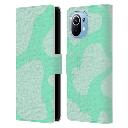 Grace Illustration Cow Prints Mint Green Leather Book Wallet Case Cover For Xiaomi Mi 11