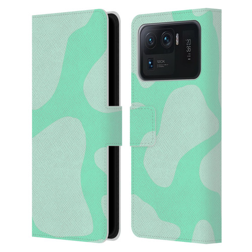 Grace Illustration Cow Prints Mint Green Leather Book Wallet Case Cover For Xiaomi Mi 11 Ultra
