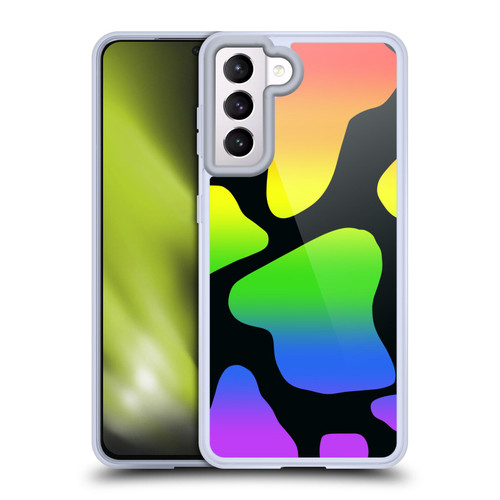 Grace Illustration Cow Prints Rainbow Soft Gel Case for Samsung Galaxy S21 5G