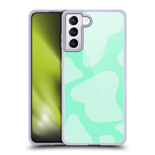 Grace Illustration Cow Prints Mint Green Soft Gel Case for Samsung Galaxy S21+ 5G