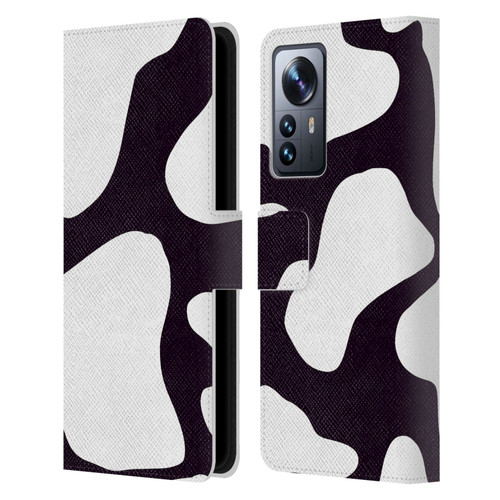 Grace Illustration Cow Prints Black And White Leather Book Wallet Case Cover For Xiaomi 12 Pro