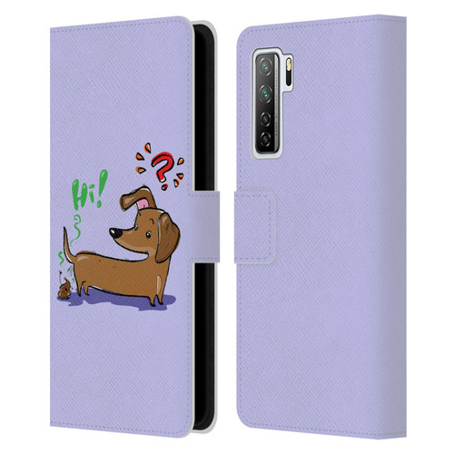 Grace Illustration Dogs Dachshund Leather Book Wallet Case Cover For Huawei Nova 7 SE/P40 Lite 5G