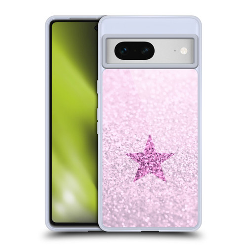 Monika Strigel Glitter Star Pastel Pink Soft Gel Case for Google Pixel 7