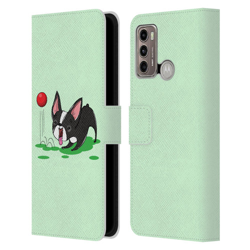 Grace Illustration Dogs Boston Terrier Leather Book Wallet Case Cover For Motorola Moto G60 / Moto G40 Fusion