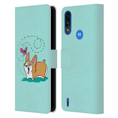 Grace Illustration Dogs Corgi Leather Book Wallet Case Cover For Motorola Moto E7 Power / Moto E7i Power