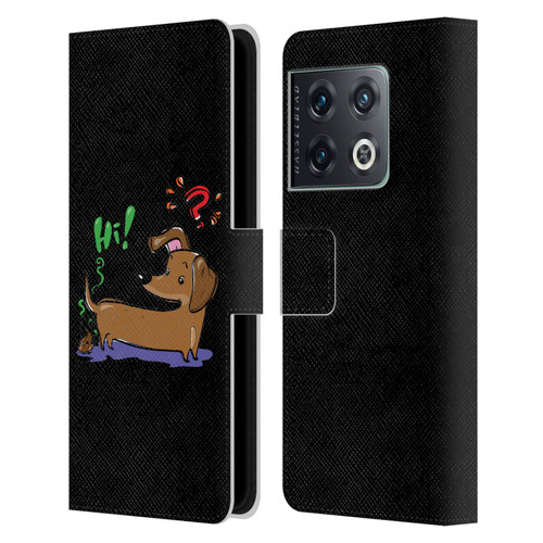 Grace Illustration Dogs Dachshund Leather Book Wallet Case Cover For OnePlus 10 Pro