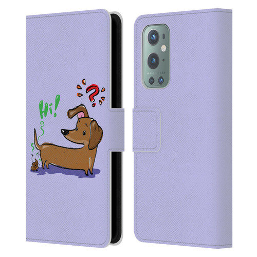 Grace Illustration Dogs Dachshund Leather Book Wallet Case Cover For OnePlus 9