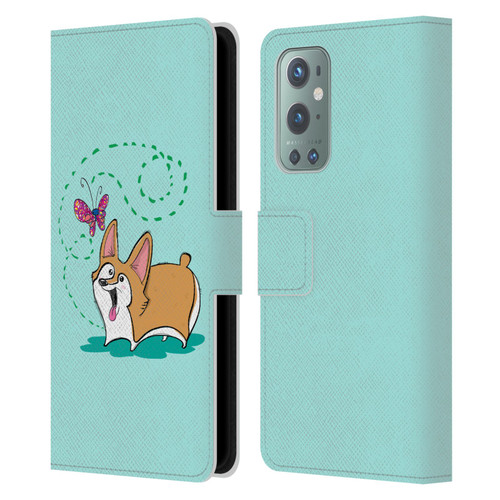 Grace Illustration Dogs Corgi Leather Book Wallet Case Cover For OnePlus 9