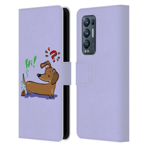 Grace Illustration Dogs Dachshund Leather Book Wallet Case Cover For OPPO Find X3 Neo / Reno5 Pro+ 5G