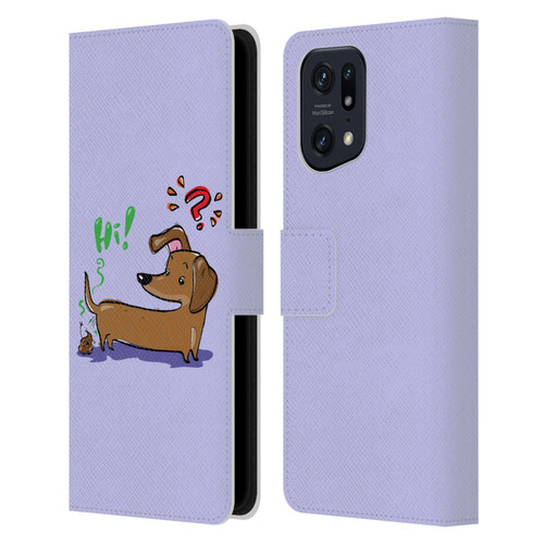 Grace Illustration Dogs Dachshund Leather Book Wallet Case Cover For OPPO Find X5
