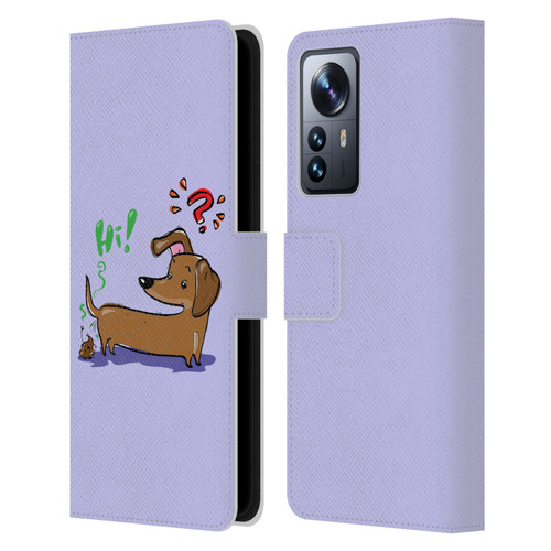 Grace Illustration Dogs Dachshund Leather Book Wallet Case Cover For Xiaomi 12 Pro