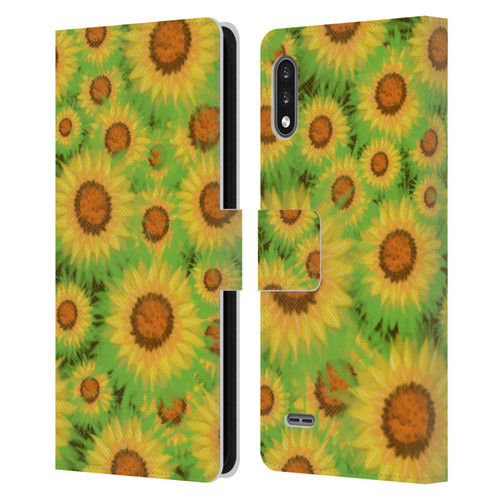 Grace Illustration Lovely Floral Sunflower Leather Book Wallet Case Cover For LG K22