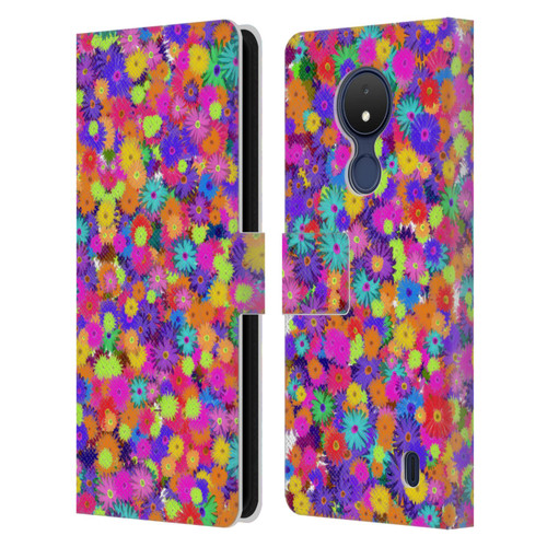 Grace Illustration Lovely Floral Daisies Leather Book Wallet Case Cover For Nokia C21