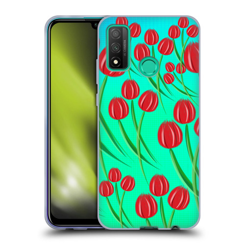 Grace Illustration Lovely Floral Red Tulips Soft Gel Case for Huawei P Smart (2020)