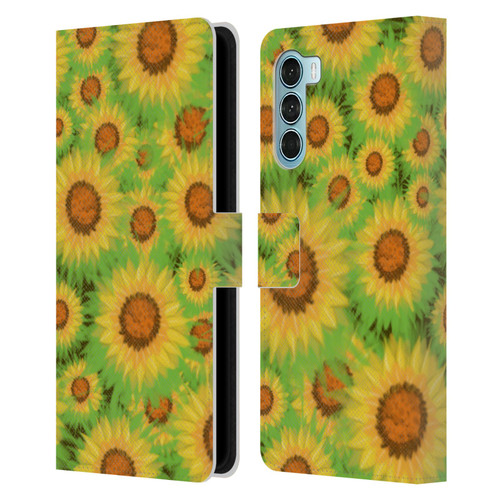 Grace Illustration Lovely Floral Sunflower Leather Book Wallet Case Cover For Motorola Edge S30 / Moto G200 5G
