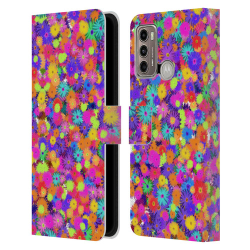Grace Illustration Lovely Floral Daisies Leather Book Wallet Case Cover For Motorola Moto G60 / Moto G40 Fusion