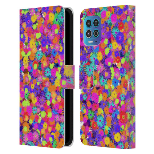 Grace Illustration Lovely Floral Daisies Leather Book Wallet Case Cover For Motorola Moto G100