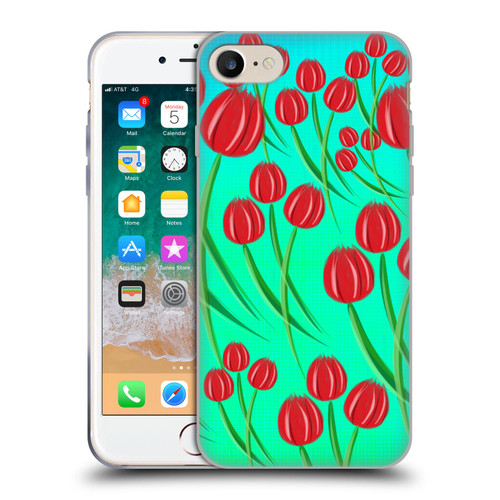 Grace Illustration Lovely Floral Red Tulips Soft Gel Case for Apple iPhone 7 / 8 / SE 2020 & 2022