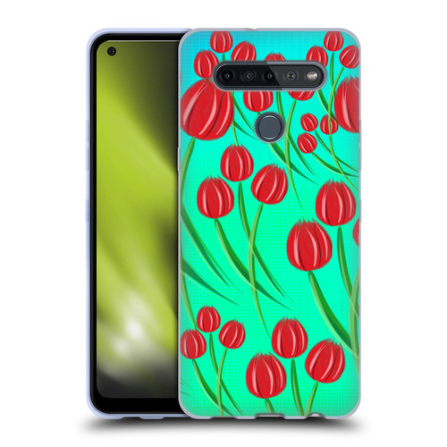 Grace Illustration Lovely Floral Red Tulips Soft Gel Case for LG K51S
