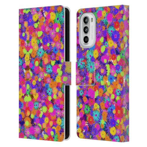 Grace Illustration Lovely Floral Daisies Leather Book Wallet Case Cover For Motorola Moto G52