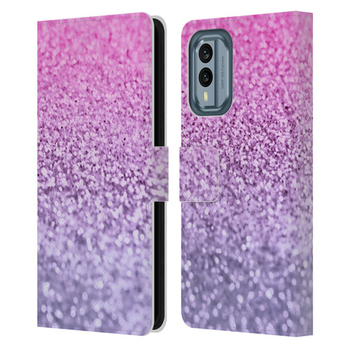 Monika Strigel Glitter Collection Lavender Pink Leather Book Wallet Case Cover For Nokia X30