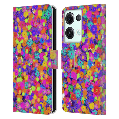 Grace Illustration Lovely Floral Daisies Leather Book Wallet Case Cover For OPPO Reno8 Pro