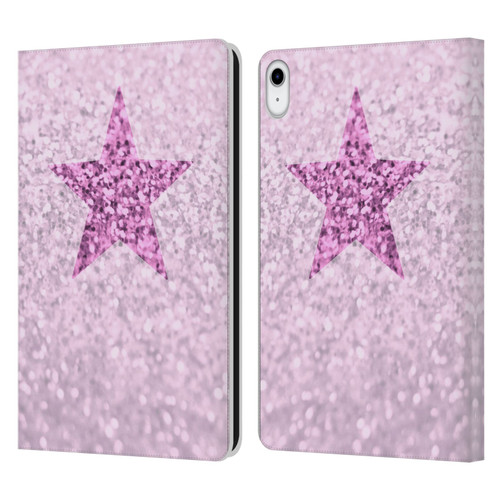 Monika Strigel Glitter Star Pastel Pink Leather Book Wallet Case Cover For Apple iPad 10.9 (2022)