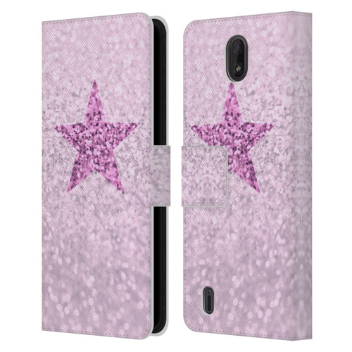 Monika Strigel Glitter Star Pastel Pink Leather Book Wallet Case Cover For Nokia C01 Plus/C1 2nd Edition