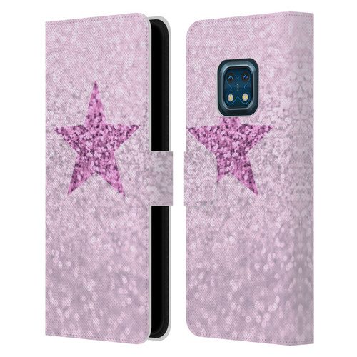 Monika Strigel Glitter Star Pastel Pink Leather Book Wallet Case Cover For Nokia XR20