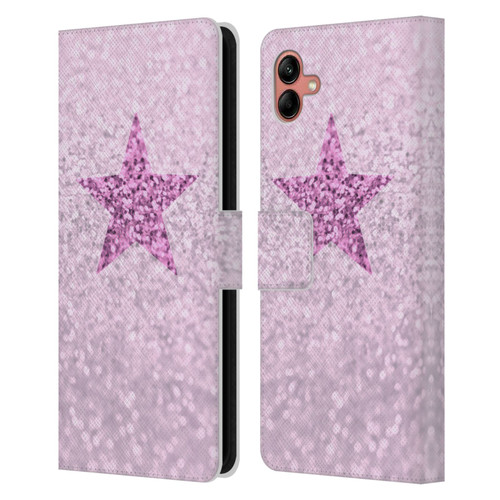 Monika Strigel Glitter Star Pastel Pink Leather Book Wallet Case Cover For Samsung Galaxy A04 (2022)