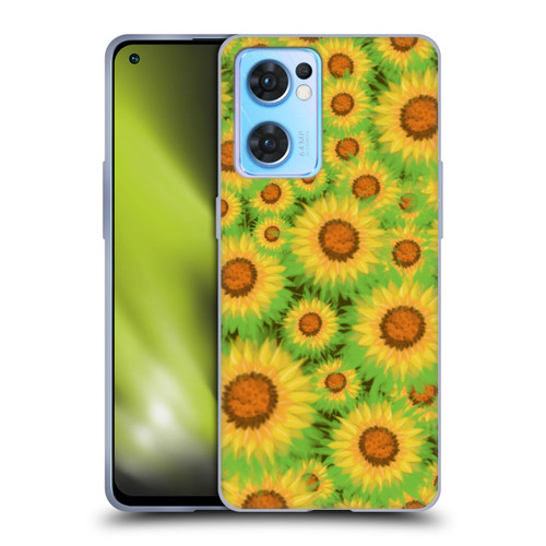 Grace Illustration Lovely Floral Sunflower Soft Gel Case for OPPO Reno7 5G / Find X5 Lite