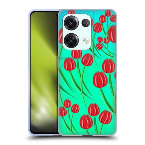 Grace Illustration Lovely Floral Red Tulips Soft Gel Case for OPPO Reno8 Pro