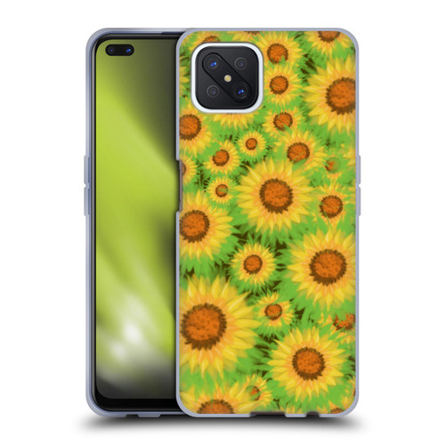 Grace Illustration Lovely Floral Sunflower Soft Gel Case for OPPO Reno4 Z 5G