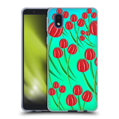 Grace Illustration Lovely Floral Red Tulips Soft Gel Case for Samsung Galaxy A01 Core (2020)