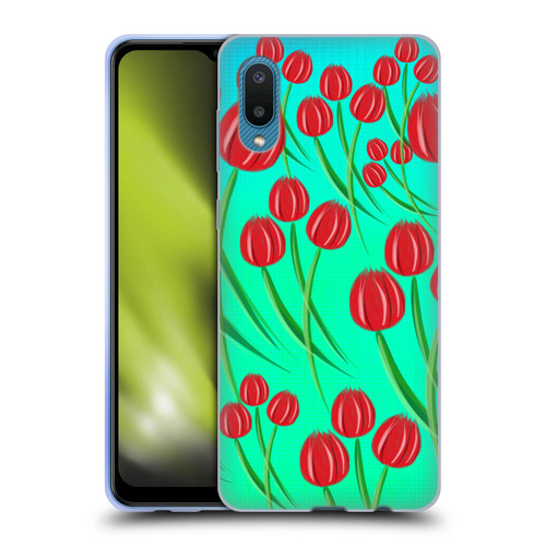Grace Illustration Lovely Floral Red Tulips Soft Gel Case for Samsung Galaxy A02/M02 (2021)