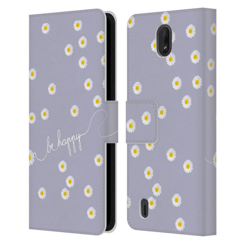 Monika Strigel Happy Daisy Lavender Leather Book Wallet Case Cover For Nokia C01 Plus/C1 2nd Edition