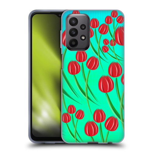 Grace Illustration Lovely Floral Red Tulips Soft Gel Case for Samsung Galaxy A23 / 5G (2022)
