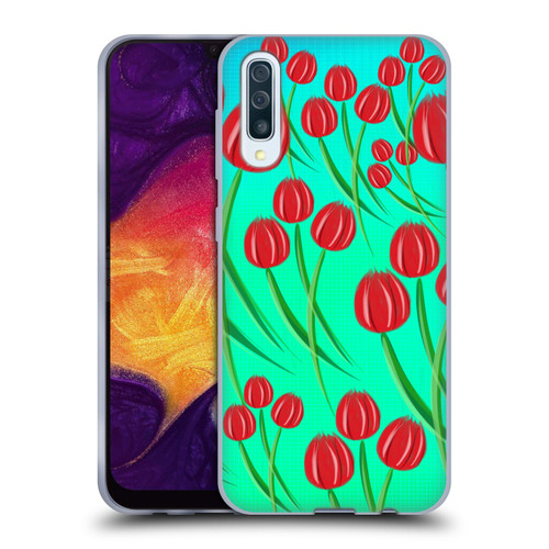 Grace Illustration Lovely Floral Red Tulips Soft Gel Case for Samsung Galaxy A50/A30s (2019)