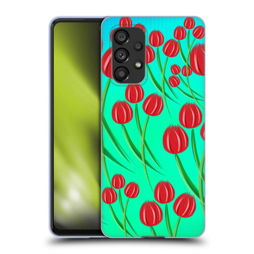 Grace Illustration Lovely Floral Red Tulips Soft Gel Case for Samsung Galaxy A53 5G (2022)
