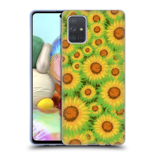 Grace Illustration Lovely Floral Sunflower Soft Gel Case for Samsung Galaxy A71 (2019)
