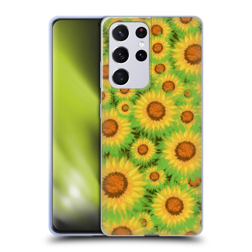 Grace Illustration Lovely Floral Sunflower Soft Gel Case for Samsung Galaxy S21 Ultra 5G